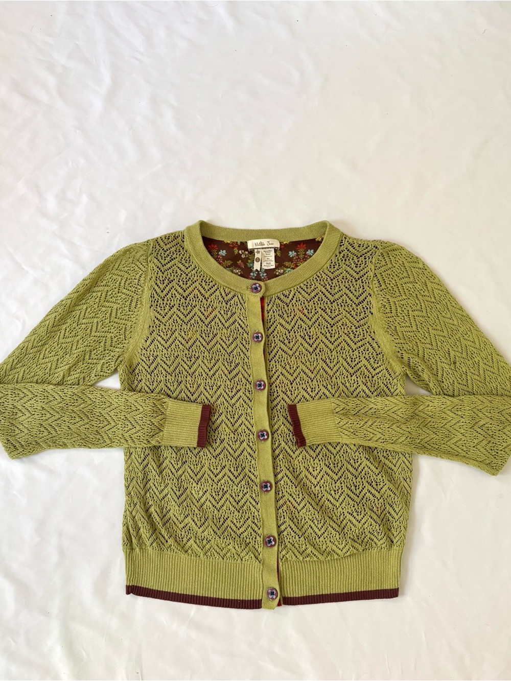 Women’s Matilda Jane Green Pointelle Knit Button-Front Cardigan